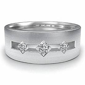 0.30 Ct Princess Diamond 3 Stone Men