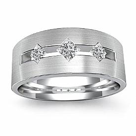 0.30 Ct Princess Diamond 3 Stone Men