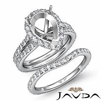 1.80C Pear Halo Diamond Semi Mount Engagement Wedding Ring Bridal Set 14k W Gold