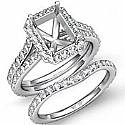 1.7Ct Pave Diamond Engagement Ring Radiant Bridal Set 14k White Gold
