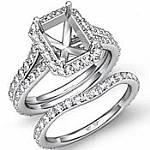1.7Ct Pave Diamond Engagement Ring Radiant Bridal Set 14k White Gold