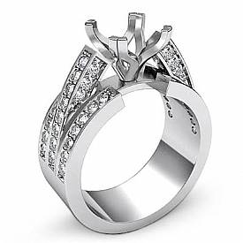 1.25Ct Princess Diamond Semi Mount Engagement Ring 14k White Gold 4Prong Setting