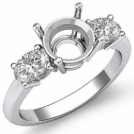 0.50CT Round Diamond 3 Stone Anniversary Ring Setting 14k WG