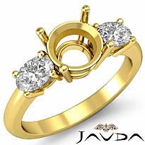 Diamond Three 3 Stone Engagement Oval Round Ring Semi Mount 18k Gold Yellow  (0.5Ct. tw.)