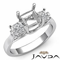 Diamond Three Stone Engagement Ring setting 14k W Gold Princess Semi Mount 0.6Ct