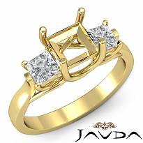 Diamond Three Stone Engagement Ring setting 18k Gold Yellow Princess Semi Mount  (0.6Ct. tw.)