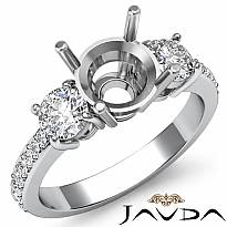3 Stone Round Diamond Engagement Semi Mount Ring 14k W Gold Pave Setting 0.4Ct