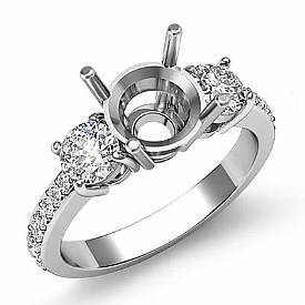0.40Ct Round Diamond 3 Stone Engagement Ring Setting 14k W Gold