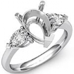 0.50Ct Pear Cut Diamond 3 Stone Anniversary Ring Setting 14k W Gold