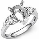 0.50Ct Pear Cut Diamond 3 Stone Anniversary Ring Setting 14k W Gold