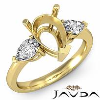 Pear Cut Semi Mount Three Stone Diamond Engagement Ring 14k Gold Yellow Setting  (0.5Ct. tw.)