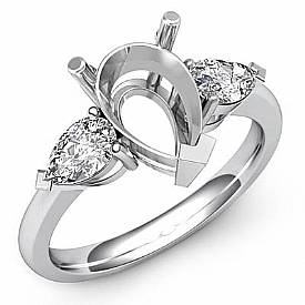 0.50Ct Pear Cut Diamond 3 Stone Anniversary Ring Setting 14k W Gold