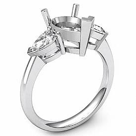 0.50Ct Pear Cut Diamond 3 Stone Anniversary Ring Setting 14k W Gold