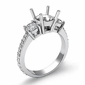 0.40Ct Round Diamond 3 Stone Engagement Ring Setting 14k W Gold