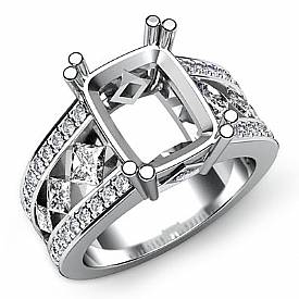 1.25Ct Princess Round Diamond Engagement Ring Radiant Semi Mount 14k White Gold