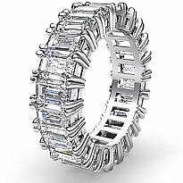 Emerald Cut Diamond Duet Prong Eternity Wedding Women Band Ring 14k WGold 4.5Ct