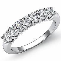 7 Stones Round Cut Diamond Women's Half Wedding Band Ring 14k White Gold 0.70Ct