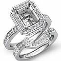 1.50Ct Diamond Pave Engagement Ring Radiant Setting Bridal Set 14k White Gold