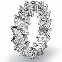 Women's Eternity Band Marquise Cut Prong Set Diamond Ring 14k White Gold 5.3Ct
