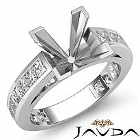 1.20Ct Princess Side Diamond Engagement Ring Channel Setting 14k W Gold Semi Mount