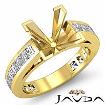 Princess Side Diamond Engagement Ring Channel Setting 14k Gold Yellow Semi Mount (1.2Ct. tw.)