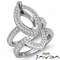 1.8 Ct Diamond Marquise Wedding Band Semi Mount Ring 14k Wh Gold Bridal Setting