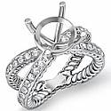 1Ct Round Diamond Antique Engagement Ring Setting 14k White Gold
