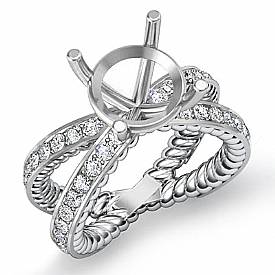 1Ct Round Diamond Antique Engagement Ring Setting 14k White Gold