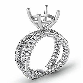 1Ct Round Diamond Antique Engagement Ring Setting 14k White Gold