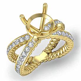 Round Diamond Antique Engagement Ring Setting 14k Gold (1.02Ct. tw.)