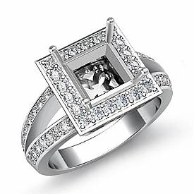 0.60 Ct Princess Diamond Engagement Ring Setting 14k White Gold