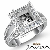 0.6Ct Diamond Engagement Ring Princess Semi Mount 14K White Gold Halo Setting