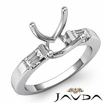 Three 3 Stone Baguette Round Diamond Engagement Ring 14k W Gold Setting 0.30Ct