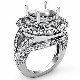 Engagement Halo Setting Ring 14k White Gold Round Shape Diamond Semi Mount 1.7Ct