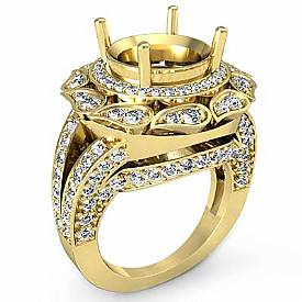 Diamond Vintage Engagement Halo Setting Ring 18k Gold Round Semi Mount (1.7Ct. tw.)