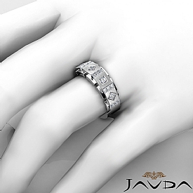 1 Ct Princess Cut Diamond Men Wedding Ring 14k White Gold Band