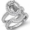 1.32Ct Oval Diamond Setting Engagement Ring Bridal Set 14k White Gold