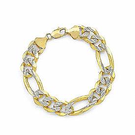 14k 2Tone Gold Men Solid Figaro Bracelet (13.10mm,8.50",55.6g)