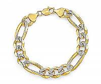 14k 2Tone Gold Men Solid Figaro Bracelet (11.6mm,8.50