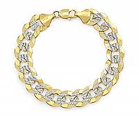 14k 2Tone Gold Men Solid Figaro Bracelet (10.8mm,8.50