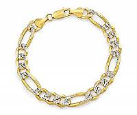 14k 2Tone Gold Men Solid Figaro Bracelet (9.6mm,8.50