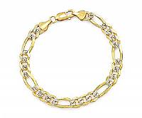14k 2Tone Gold Men Solid Figaro Bracelet (8mm,8.50