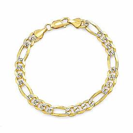 14k 2Tone Gold Men Solid Figaro Bracelet (8mm,8.50",22.3g)