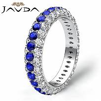 Women Engagement Eternity Ring 14k White Gold Round Pave Sapphire Diamond 2.7Ct