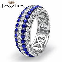 5 Row Eternity Womens Ring Sapphire Diamond Anniversary Band 14k White Gold 4Ct