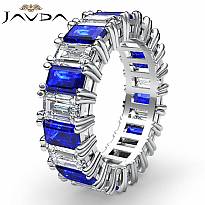 Emerald Sapphire Diamond Eternity Wedding Women's Band Ring 14k White Gold 9Ct