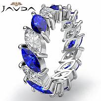 Marquise Cut Sapphire Diamond Eternity Women's Band Ring 14k White Gold 5.3Ct