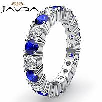 Shared Prong Eternity Ring Sapphire Diamond Women's Band 14k White Gold 2.6Ct