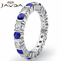 Womens Wedding band Sapphire Diamond Bar Set Eternity Ring 14k White Gold 1.6Ct