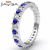 Sapphire Diamond Prong Set Eternity Womens Wedding Band 14k White Gold Ring 1Ct